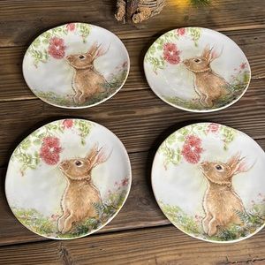 Southern Living Cute and Adorable Daisy Bunny Stoneware Plates - Set of 4 🐇